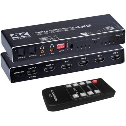 Matrice HDMI 4x2, commutateur matriciel HDMI 4K @ 60 Hz 4 entrées 2 sorties