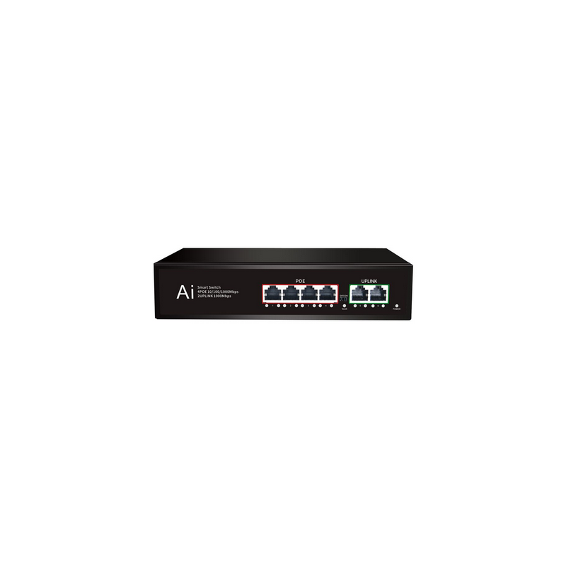 Kuwfi PoE Switch 4*10/100Mbps + 2*100Mbps Uplink